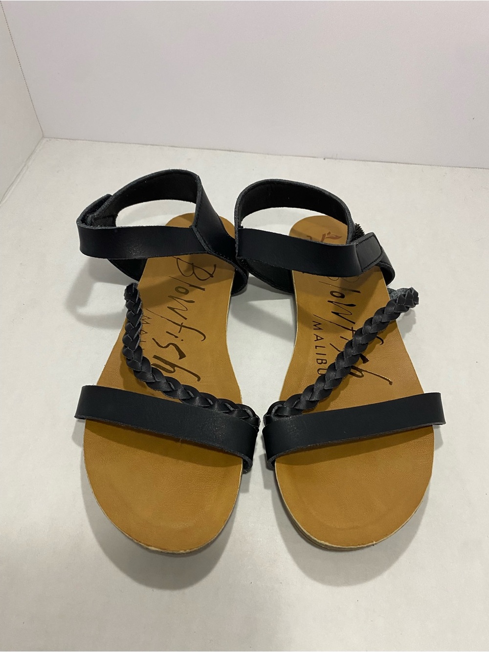 Blowfish Black Braided Strap Ankle Sandals